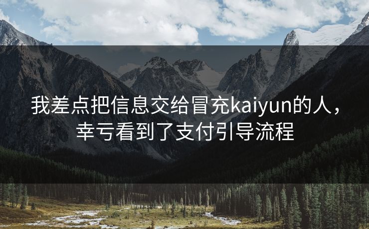 我差点把信息交给冒充kaiyun的人,幸亏看到了支付引导流程 我差点把信息交给冒充kaiyun的人,幸亏看到了支付引导流程
