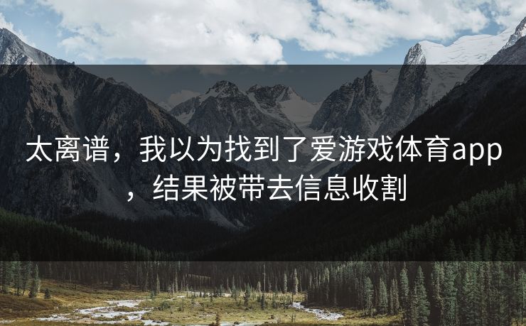 太离谱,我以为找到了爱游戏体育app,结果被带去信息收割 太离谱,我以为找到了爱游戏体育app,结果被带去信息收割