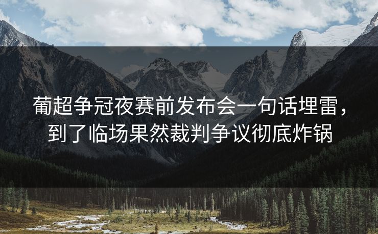 葡超争冠夜赛前发布会一句话埋雷,到了临场果然裁判争议彻底炸锅 葡超争冠夜赛前发布会一句话埋雷,到了临场果然裁判争议彻底炸锅